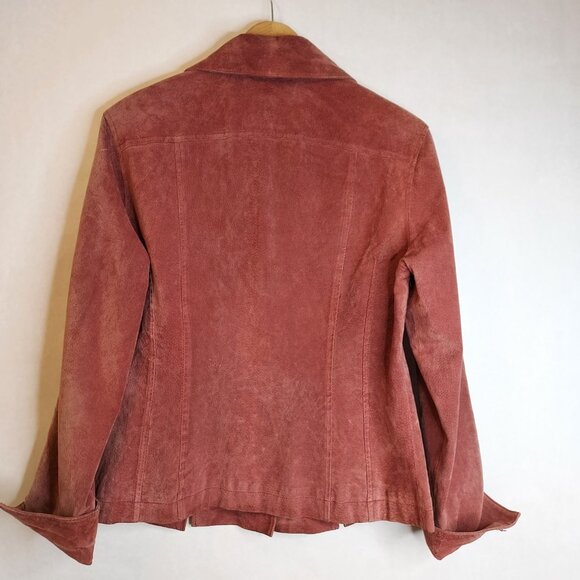 Live a Little Suede Leather Jacket Women's M Rose Pink Snap Front Lined Y2K VTG - Picture 8 of 16